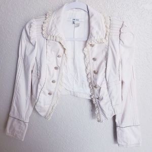 zara basics cropped ivory jacket sz small